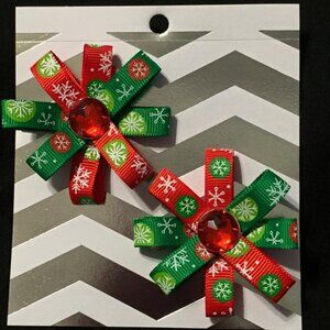 Red & Green Christmas Handmade Hair Bows, Bows For Infants, Children, Teens, Adu